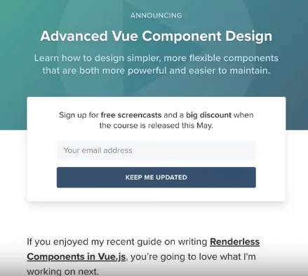Advanced Vue Components Landing Page